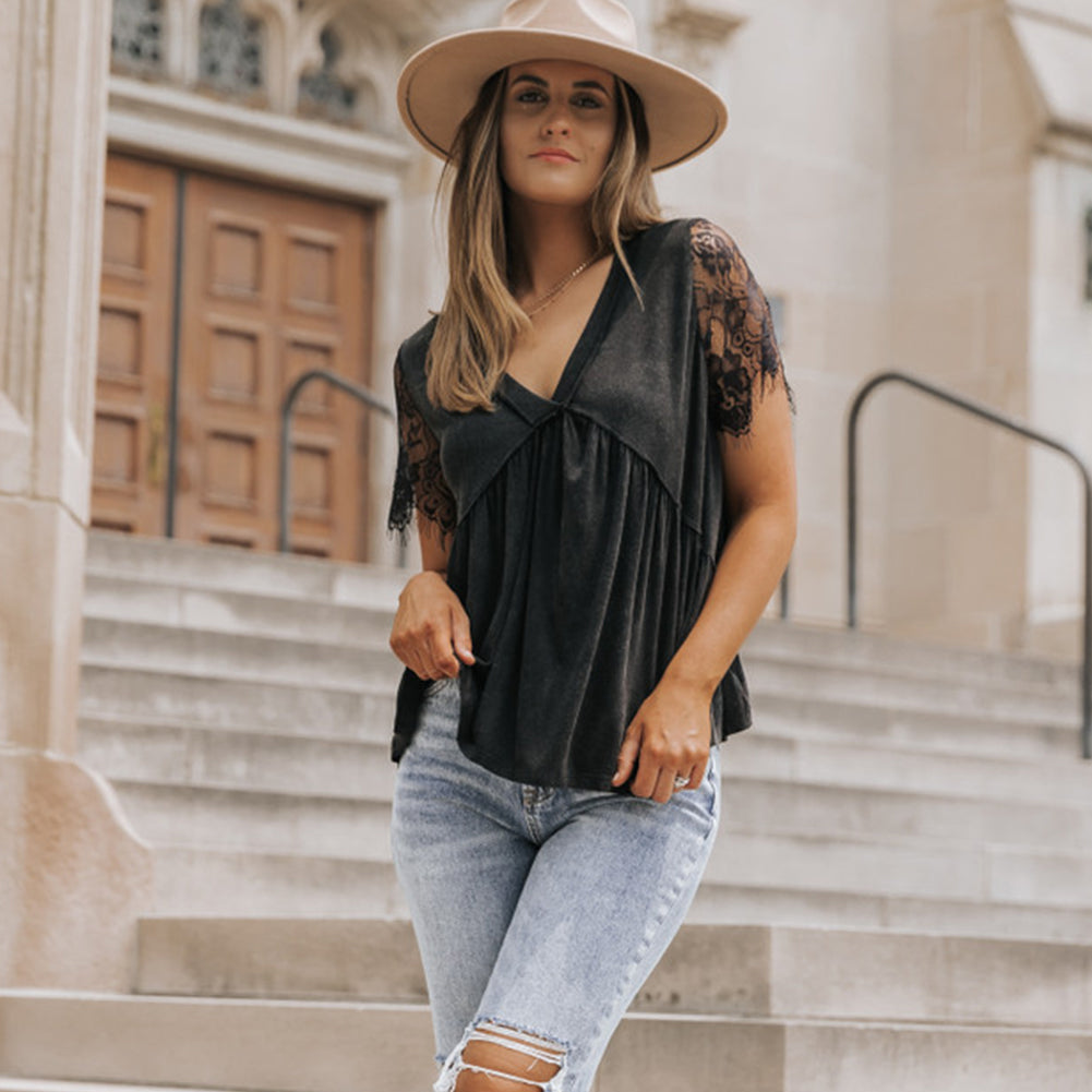 Black Top - Ruffle Babydoll