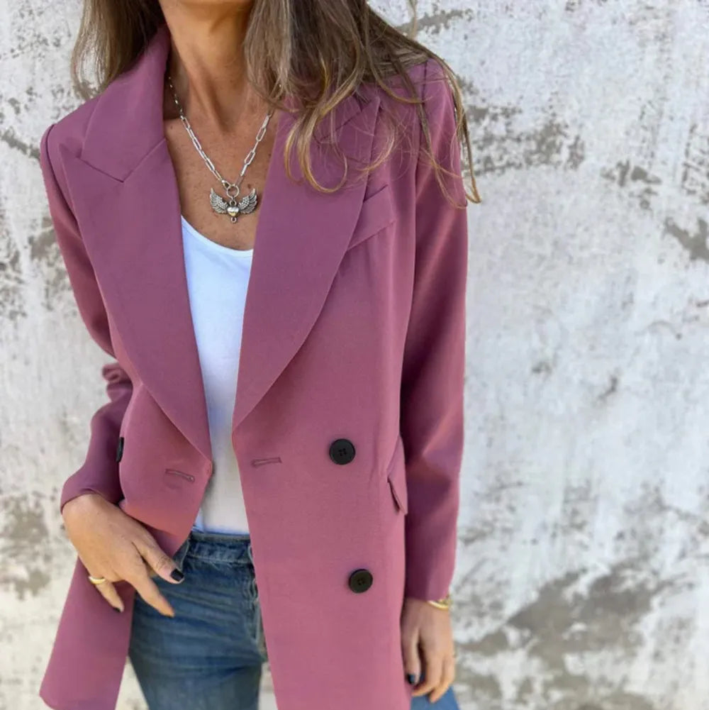 Pink Blazer - Collared Neck