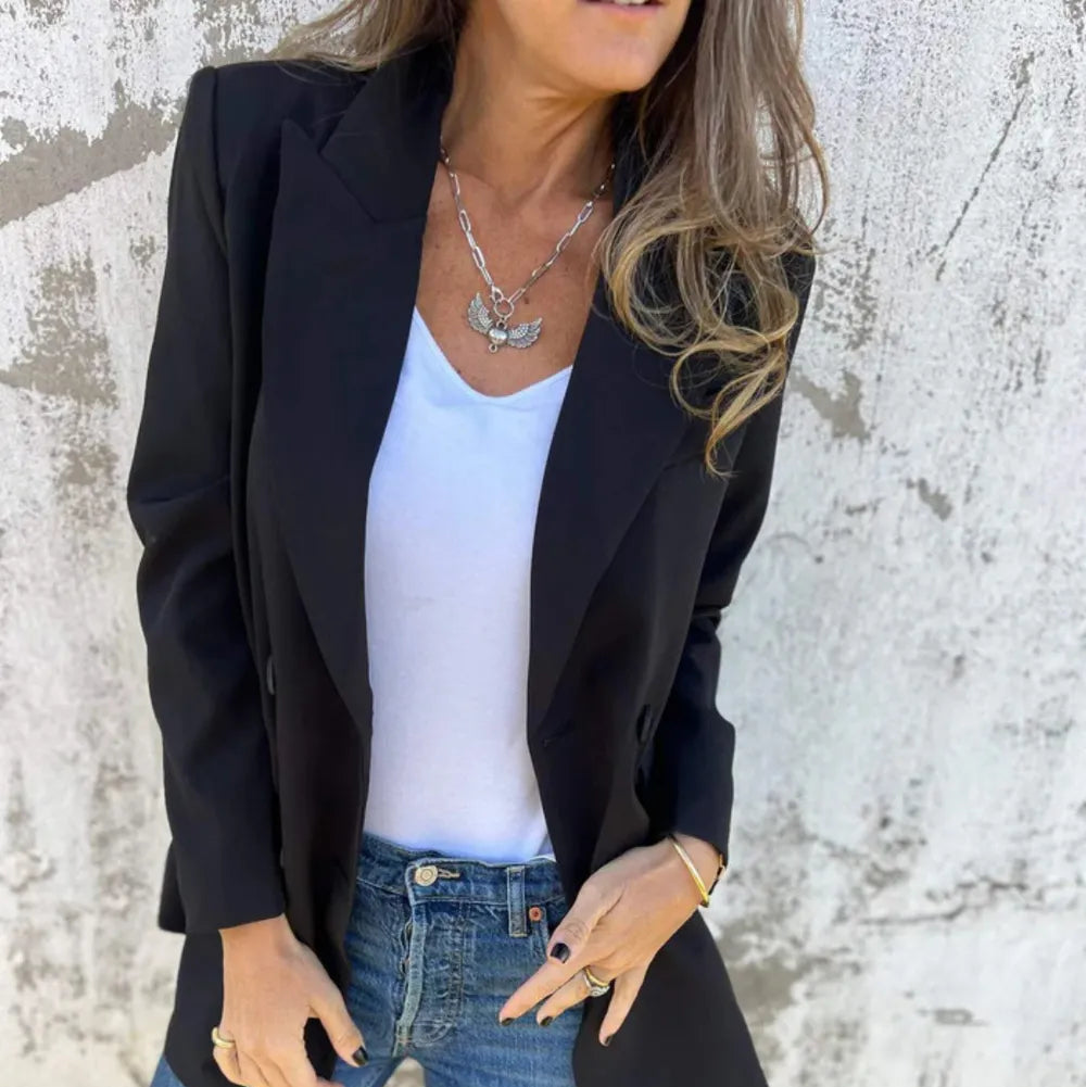 Black Blazer - Collared Neck