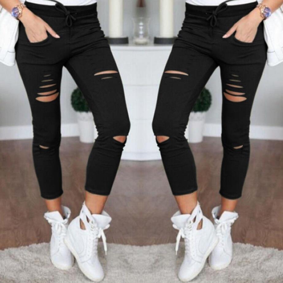 Black Trousers - Skinny Ripped Jeans