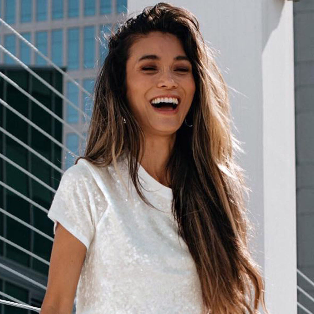 White Top - Sequin T-Shirt