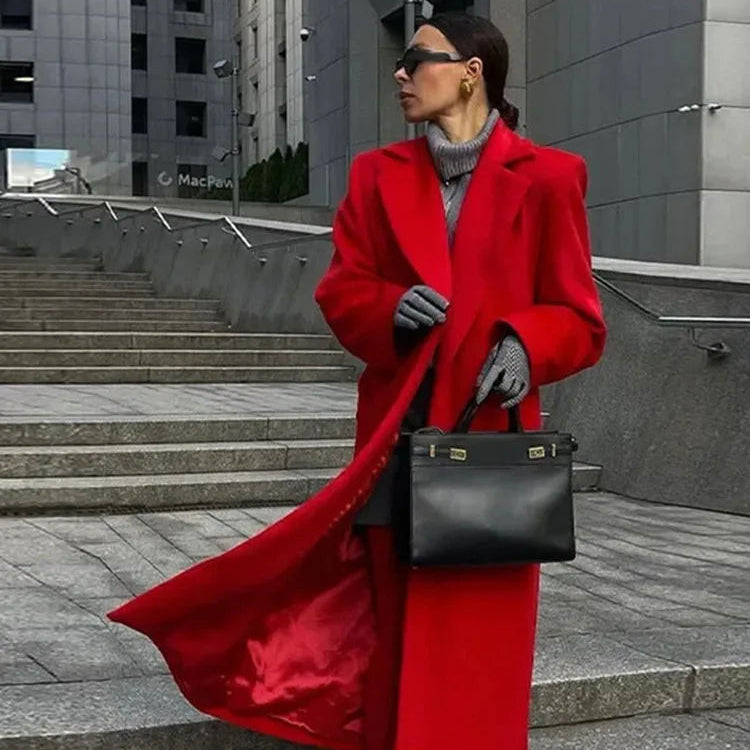 Red Coat - Single Breasted Wool