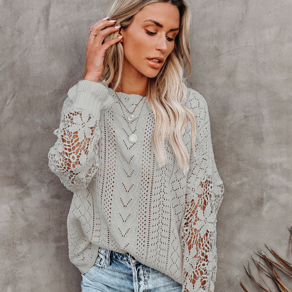 Grey Top - Pointelle Sweater