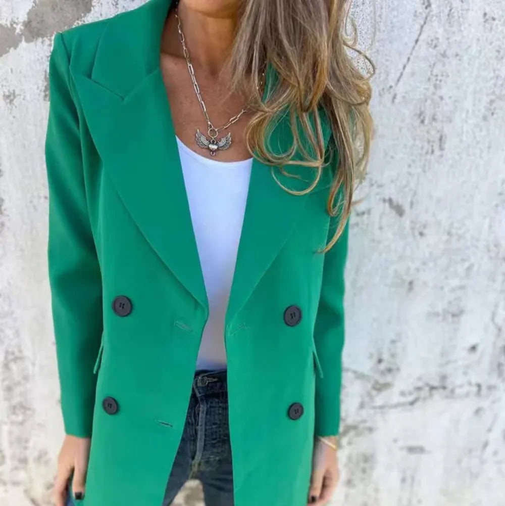 Green Blazer - Collared Neck