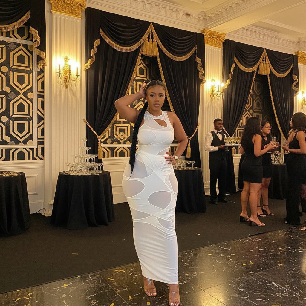 White Dress - Mesh Bodycon