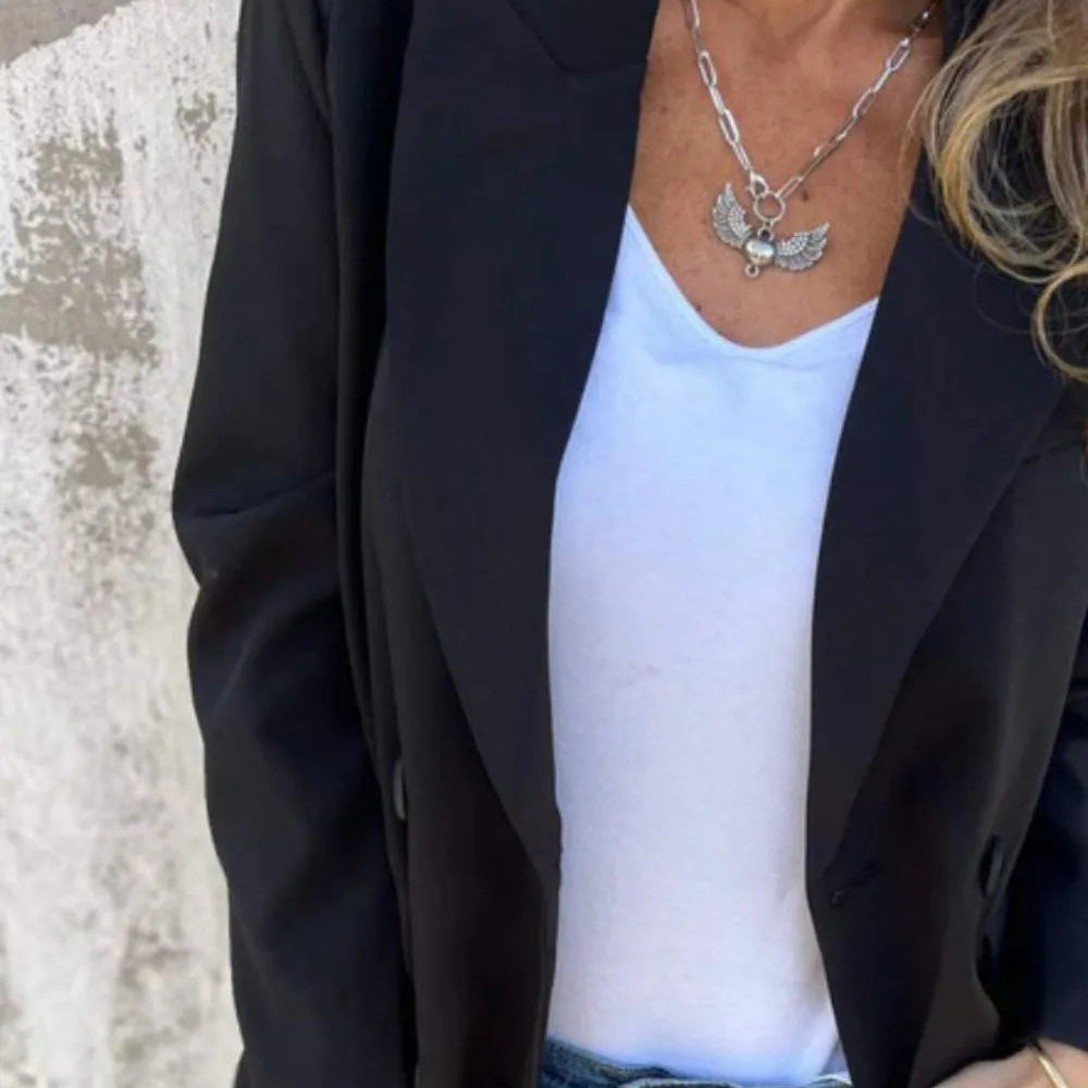 Black Blazer - Collared Neck