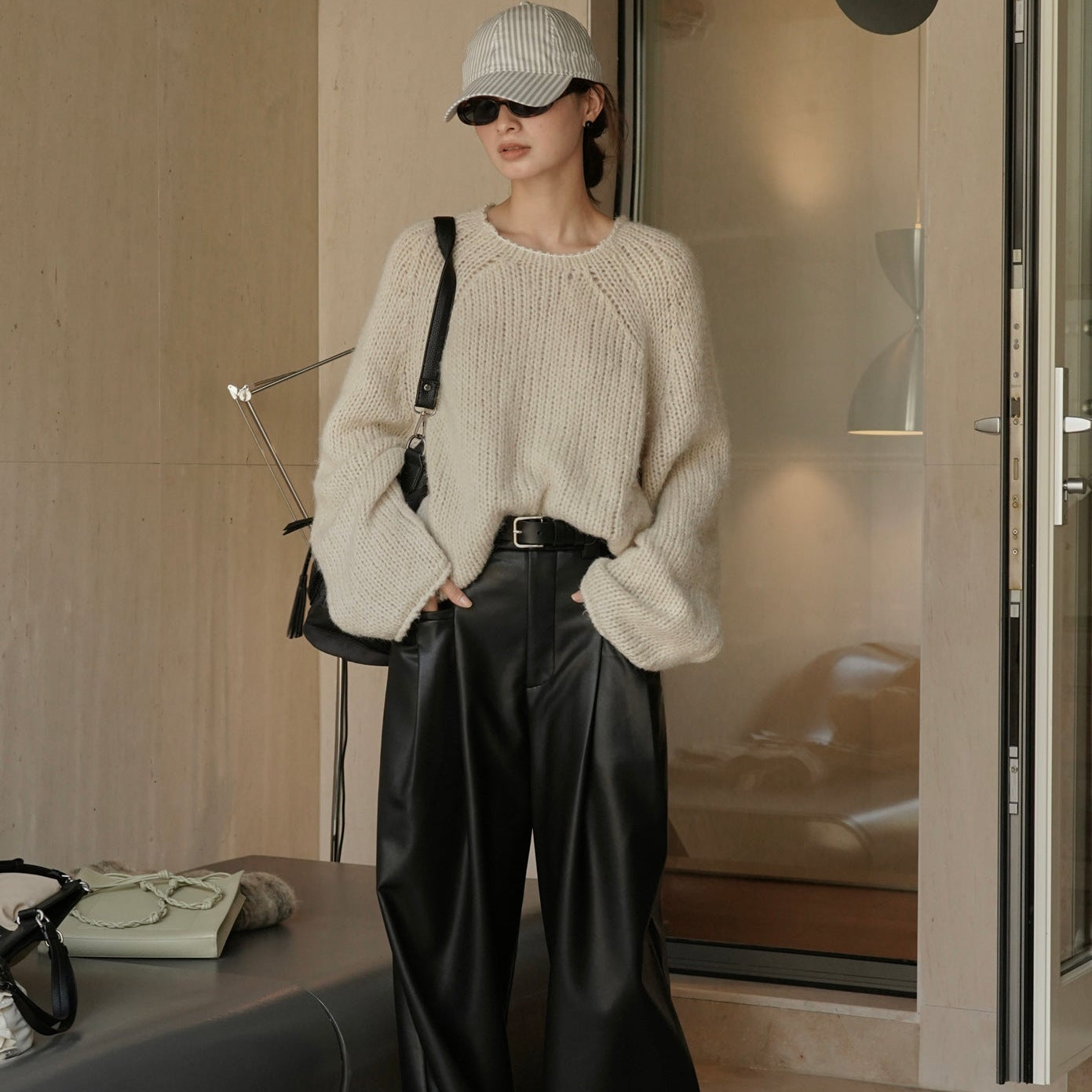 Black Trousers - High Waist Faux Leather