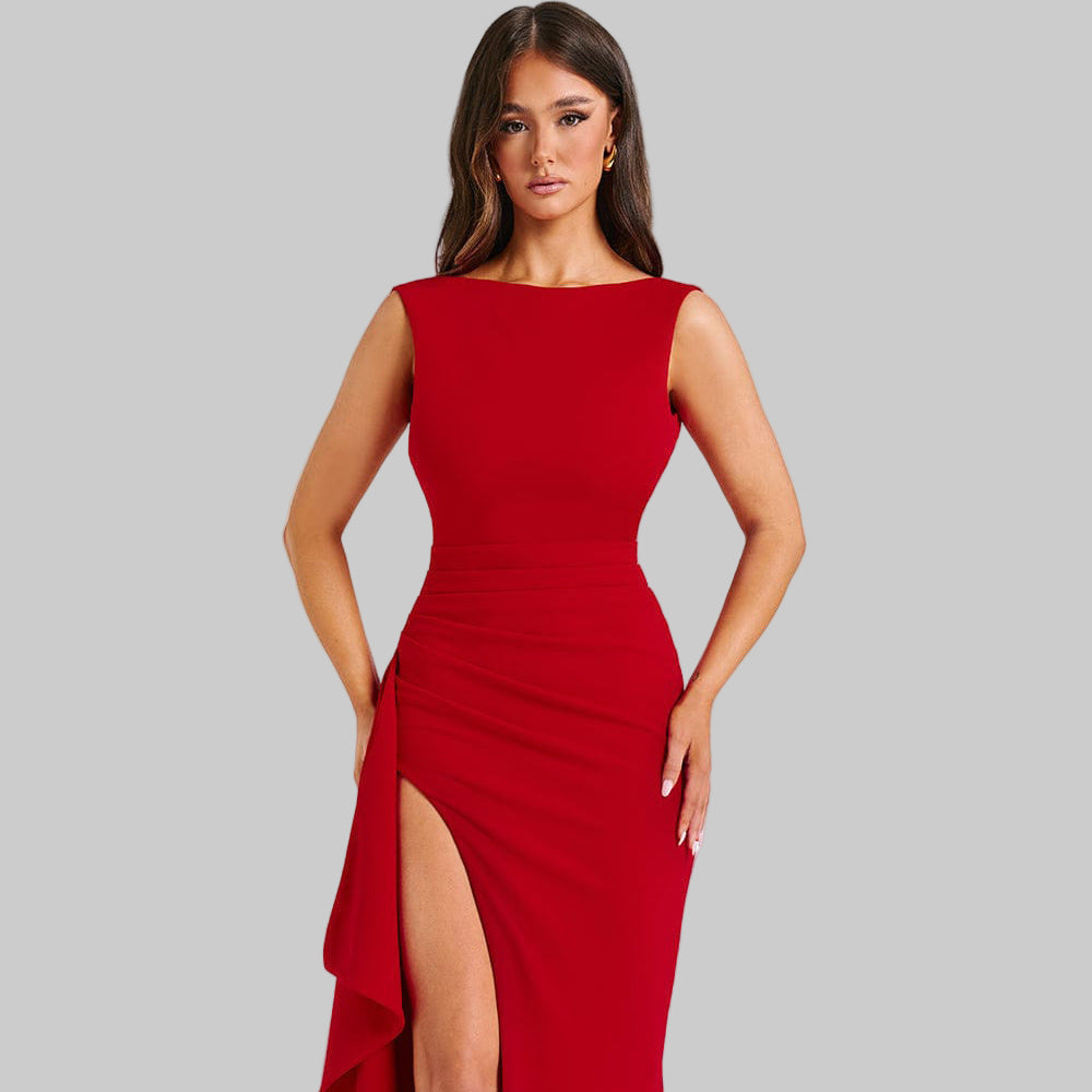Red Dress - High Slit Backless