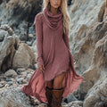 Dress - Turtleneck Long Sleeve Dress