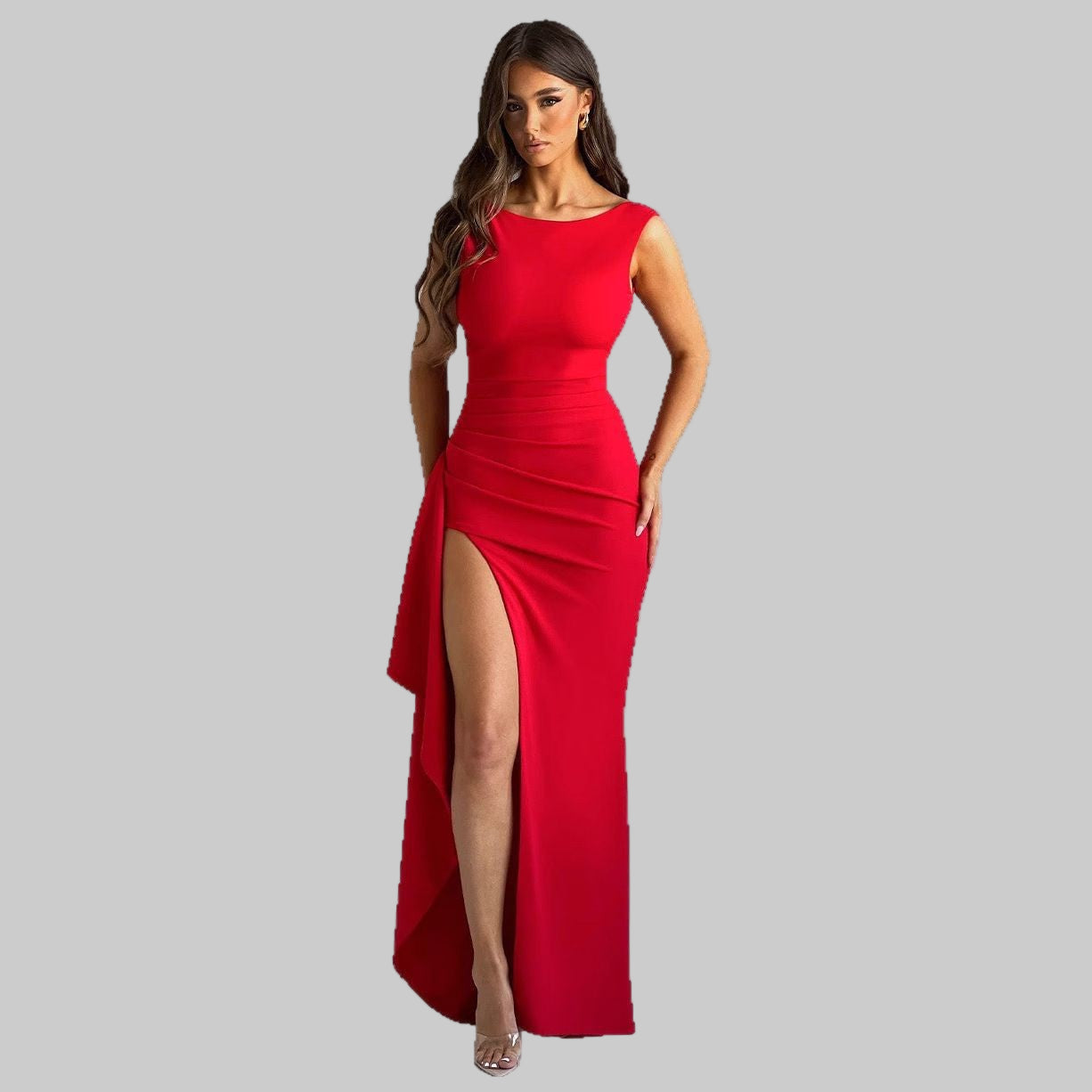 Red Dress - High Slit Backless
