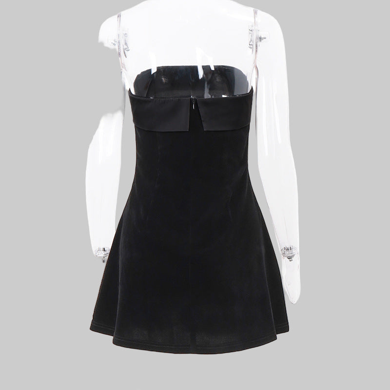 Black Dress - Backless & Strapless A Line