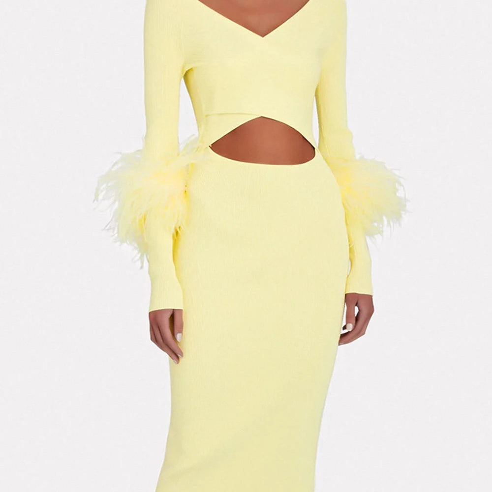 Yellow Dress - Feather Cuff Bandage
