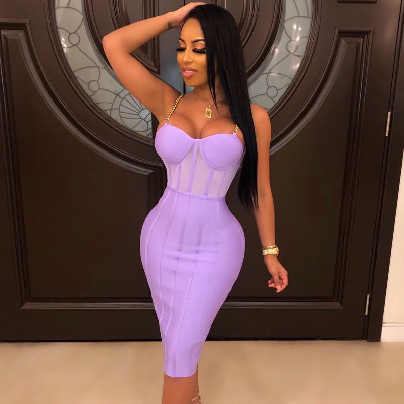 Purple Dress - Bodycon Mesh
