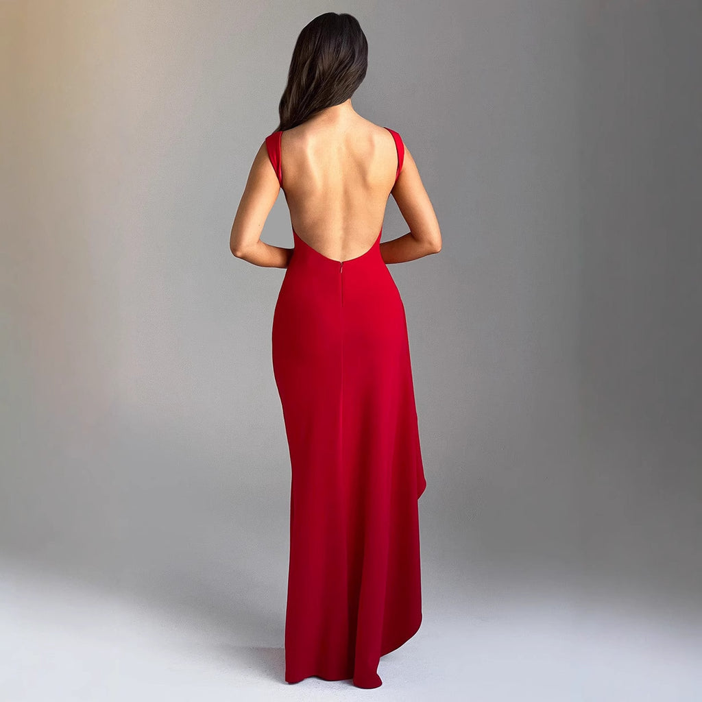 Red Dress - High Slit Backless