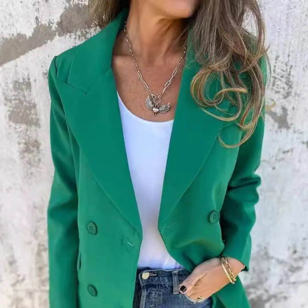 Green Blazer - Collared Neck
