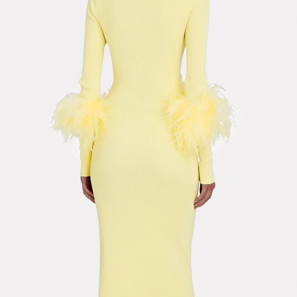 Yellow Dress - Feather Cuff Bandage
