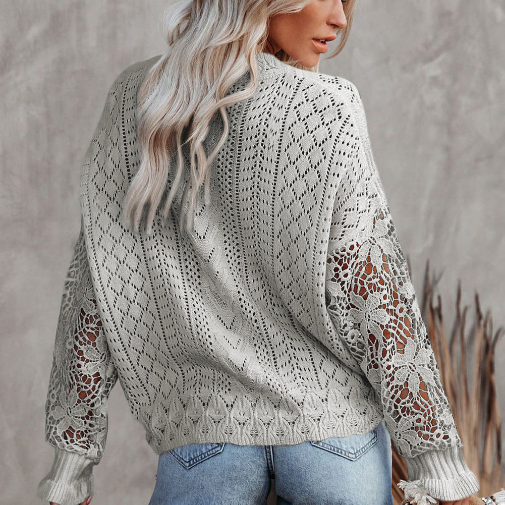 Grey Top - Pointelle Sweater